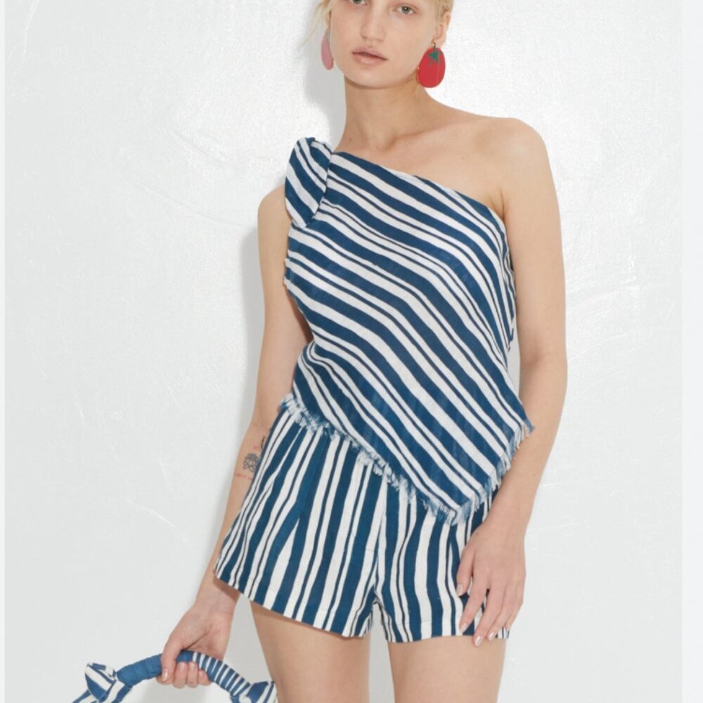 Simon Miller Striped Blue and White Shorts and Top Set Size 4